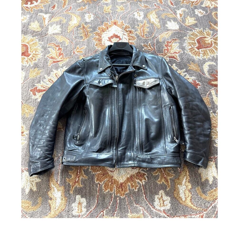 Eagle Leather heavy-duty moto jacket drum-dyed cowhide snap-down lapel collar XL